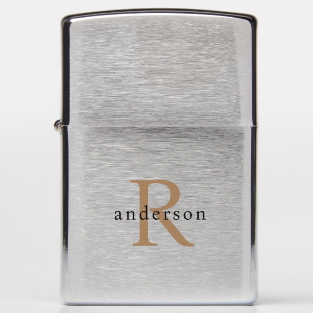 Monogram Groomsman Custom Gold & Black Zippo Lighter (Front)
