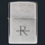 Monogram Groomsman Custom II Zippo Lighter<br><div class="desc">Wedding Groomsmen Gifts.  Name & Initial.  Masculine font.  Simple.</div>