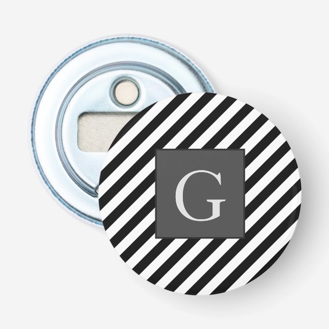 Monogram Groomsmen Best Man Father Groom Stripes Bottle Opener (Front)