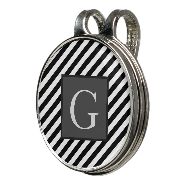 Monogram Groomsmen Best Man Father Groom Stripes Golf Hat Clip (3/4)
