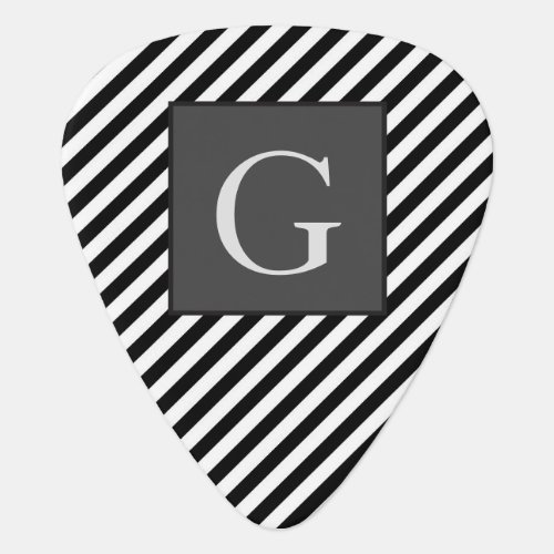 Monogram Groomsmen Best Man Father Groom Stripes Guitar Pick