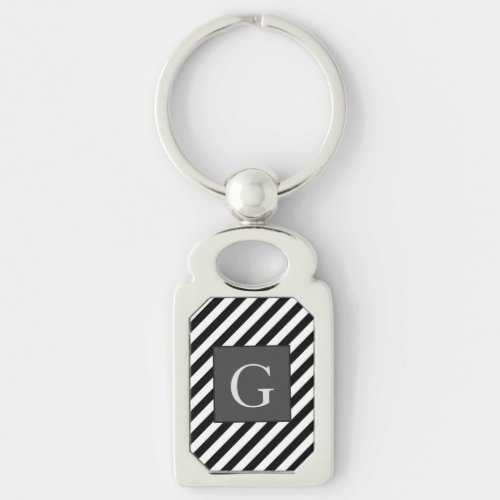 Monogram Groomsmen Best Man Father Groom Stripes Keychain