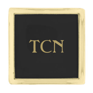 Monogram Groomsmen Gift Black Gold Men's Gold Finish Lapel Pin