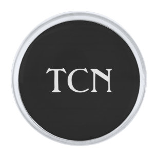 Monogram Groomsmen Gift Black White Men's  Silver Finish Lapel Pin