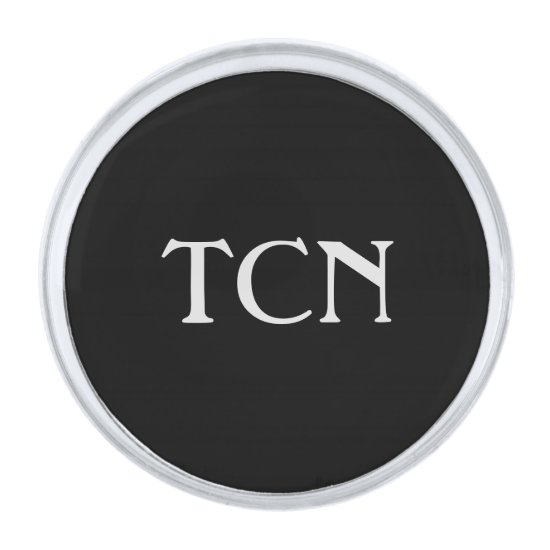Monogram Groomsmen Gift Black White Men's  Silver Finish Lapel Pin