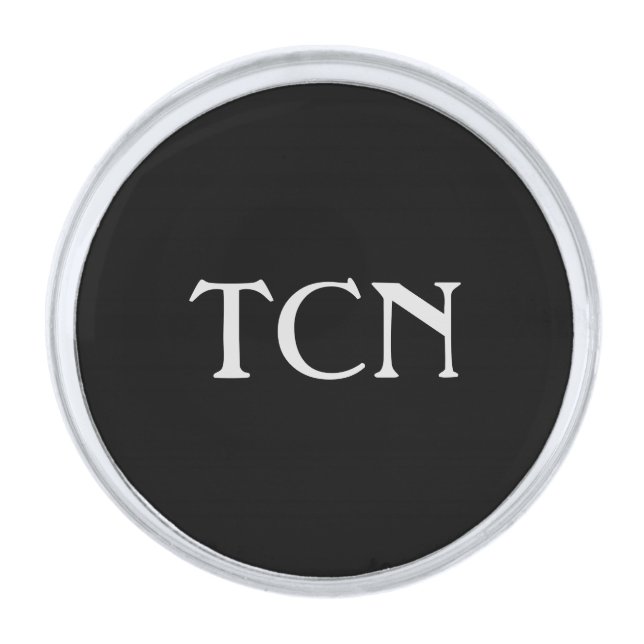 Monogram Groomsmen Gift Black White Men's  Silver Finish Lapel Pin (Front)