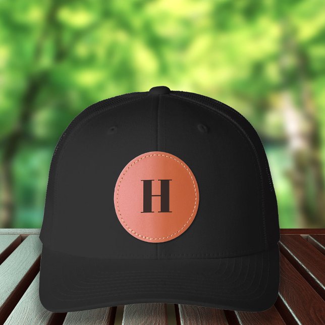 Monogram Groomsmen Gift Leather Patch Hat (Stylishly Personalize with Your Custom Monogram Initial.)