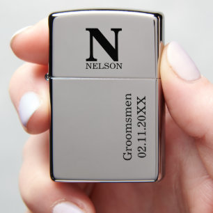 Monogram Groomsmen Personalized Wedding Zippo Lighter
