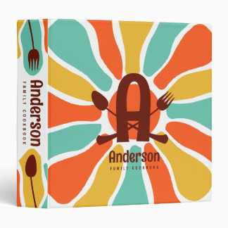 Monogram groovy rays cookbook personalized recipe 3 ring binder