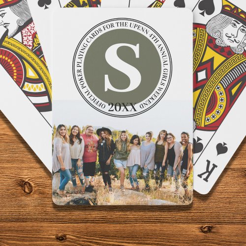 Monogram Group Event Personalized Photo Playing Cards