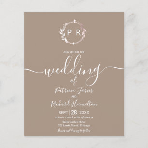 Monogram Grullo Budget Wedding Invitation