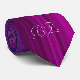 Monogram Grunge Punk Style Blues Purples Pinstripe Neck Tie