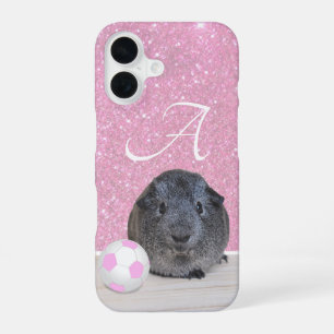 Monogram Guinea Pig Pink Soccer Ball Rose Gold iPhone 16 Case