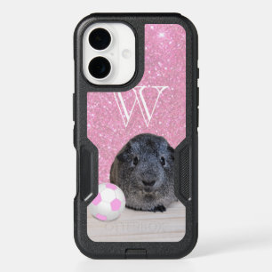 Monogram Guinea Pig Pink Soccer Ball Rose Gold iPhone 16 Case