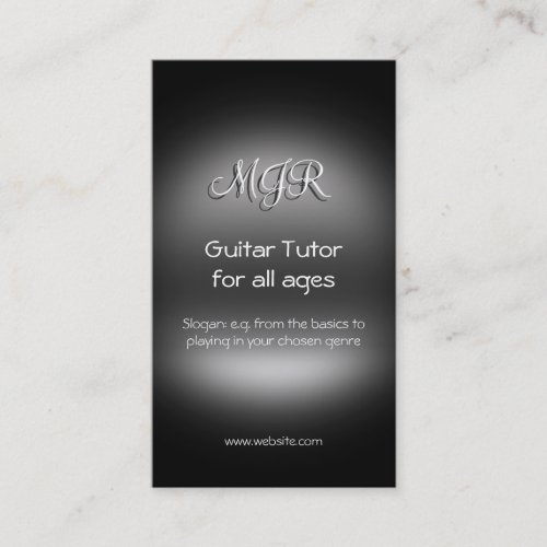 Monogram, Guitar Tutor, metal-look Business Card