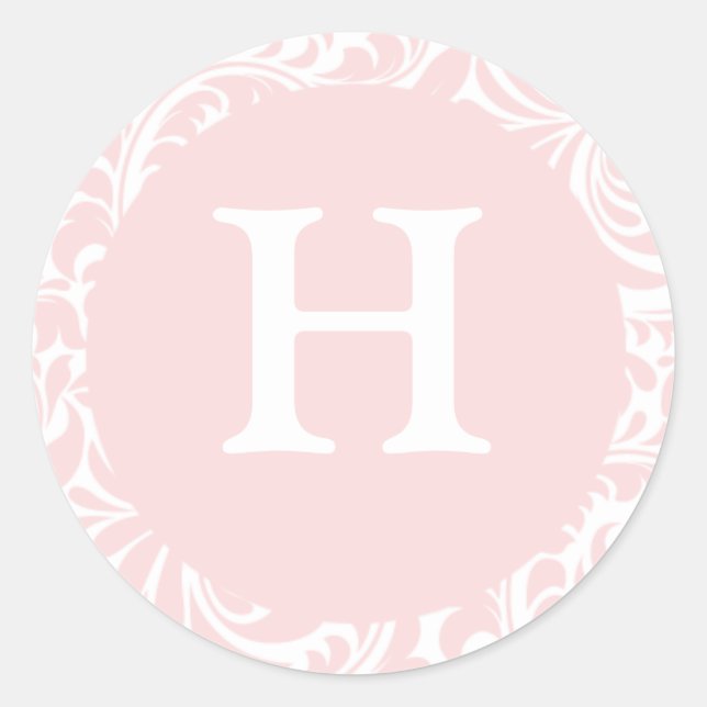 Monogram H Blush Color Personalizable Invite Seals (Front)