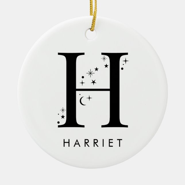 Monogram H Celestial Name  Ceramic Ornament (Front)