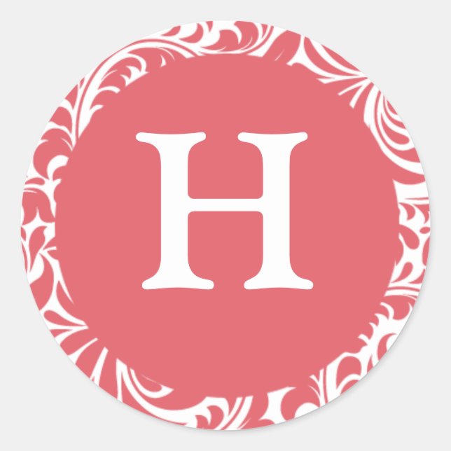 Monogram H Dusty Rose Personalizable Wedding Monog Classic Round Sticker (Front)