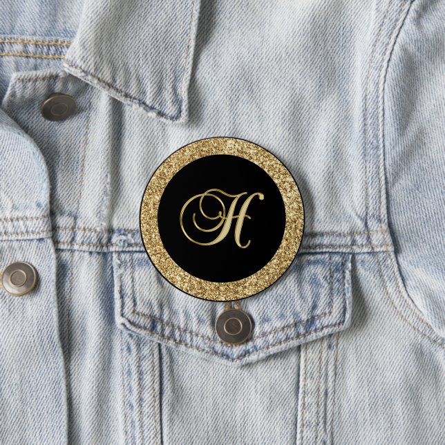 Monogram H, elegant golden script Button (In Situ)