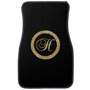 Monogram H, elegant golden script Car Floor Mat