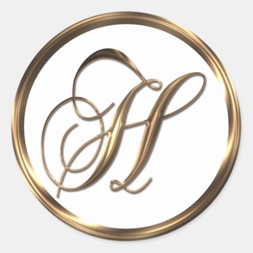 Monogram H Faux Bronze Classic Round Sticker