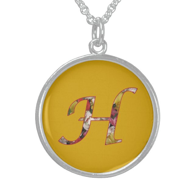 Monogram H Floral Design Necklace (Front)
