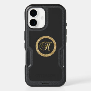 Monogram H, gold on midnight black iPhone 16 Case