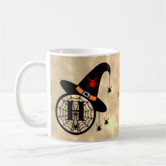 Monogram H Halloween Sky Witch Spiders Name Coffee Mug