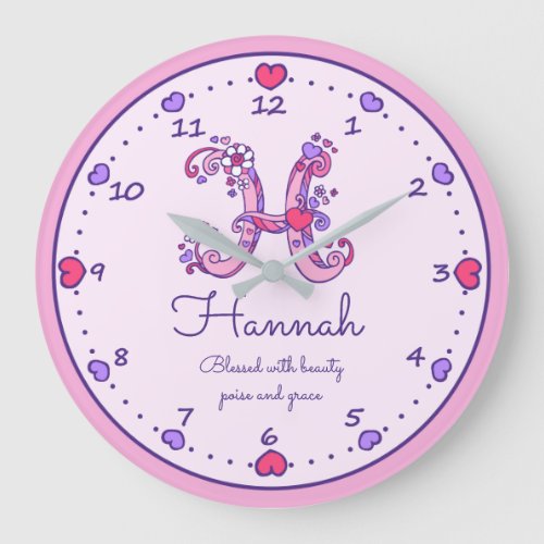 Monogram H Hannah hearts name meaning clock