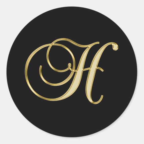 Monogram H in ornate gold Classic Round Sticker