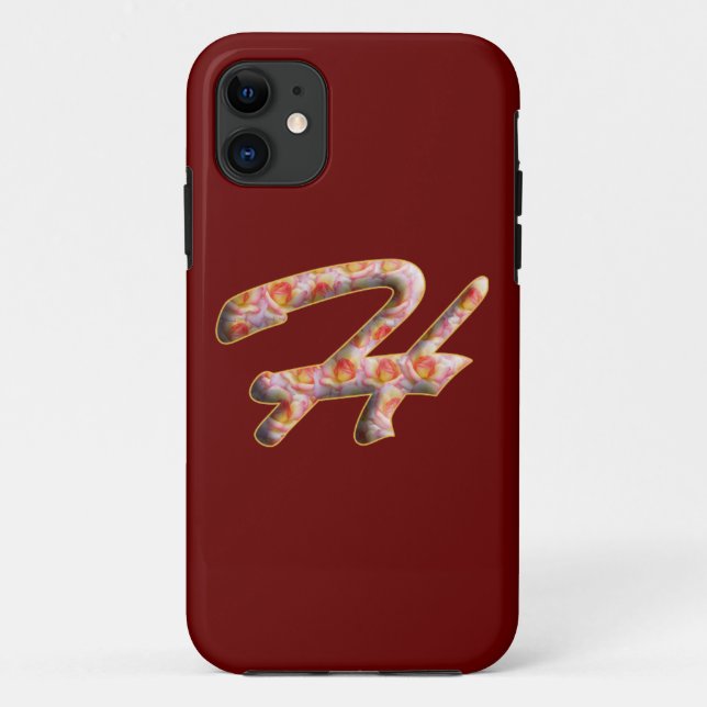 Monogram H in Roses Pattern Iphone 5 Case (Back)