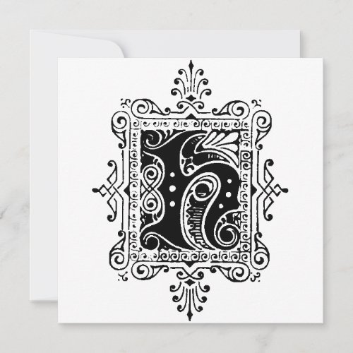 Monogram H Initial Black and White Floral Pattern