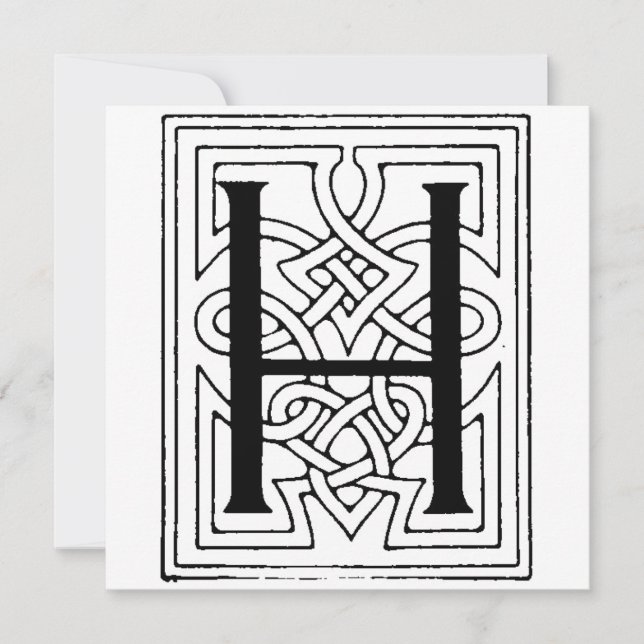 Monogram H Initial Black and White Gothic Pattern (Front)