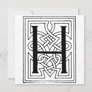 Monogram H Initial Black and White Gothic Pattern