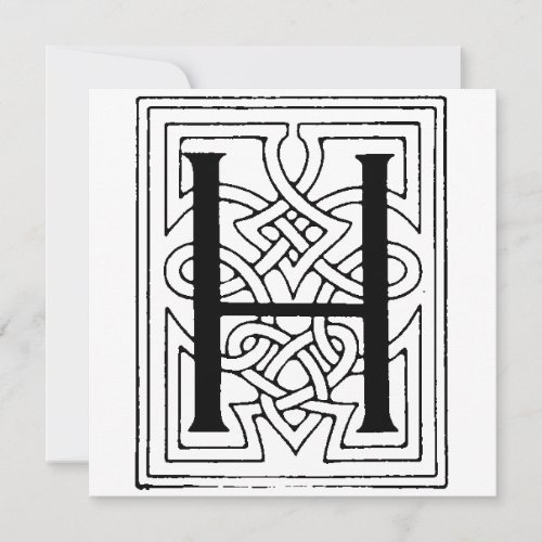 Monogram H Initial Black and White Gothic Pattern