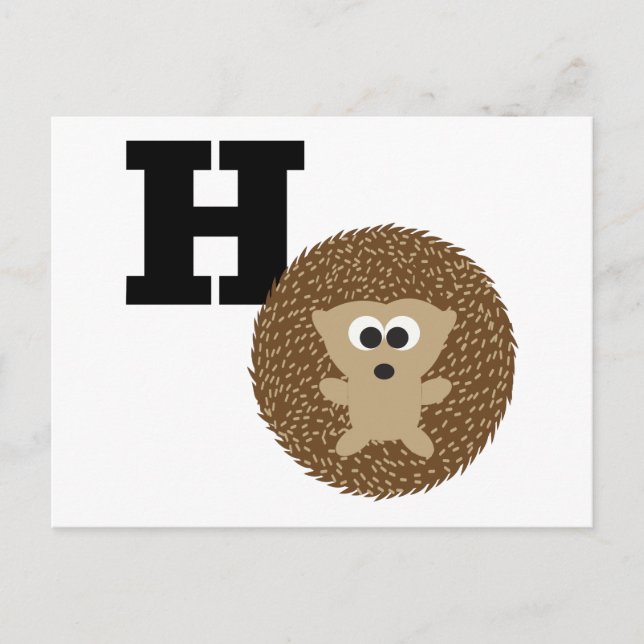 Monogram H is for Hedgehog Postcard (Front)