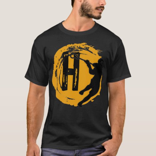 Monogram H Lacrosse Player Circle Logo T_Shirt