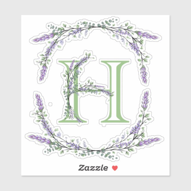 Monogram H Lavender Eucalyptus Sticker (Sheet)