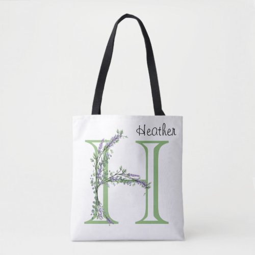 Monogram H Lavender Eucalyptus Tote Bag