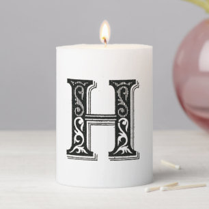 Monogram H, Letter H, Alphabet H, Initial H Pillar Candle