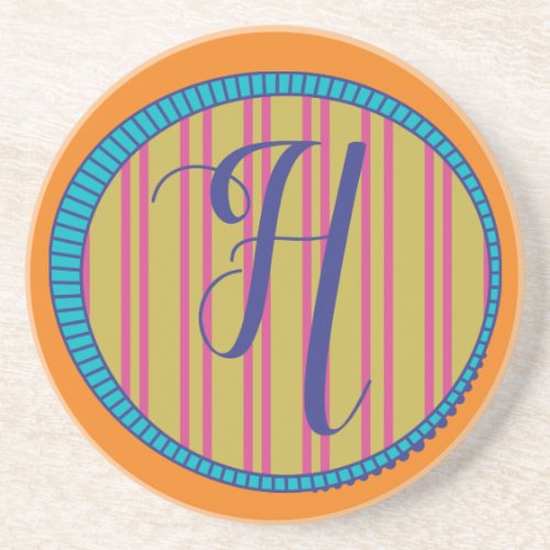 Monogram H Sandstone Coaster