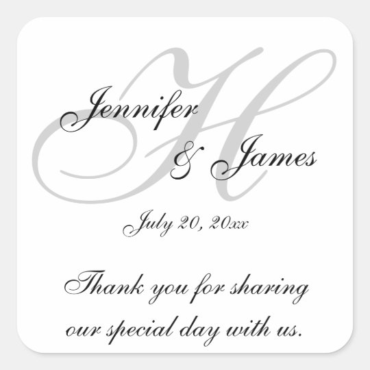Monogram H Wedding Thank You Labels Stickers Zazzle Monogram H Wedding Thank You Labels Stickers