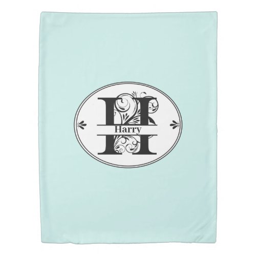 Monogram H with full name and color choice Duvet Cover