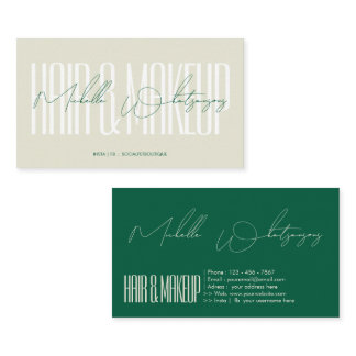 Monogram HAIR & MAKEUP modern script Business Card