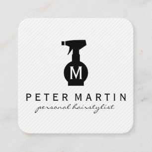 Monogram Hairspray Bottle Square Business Card