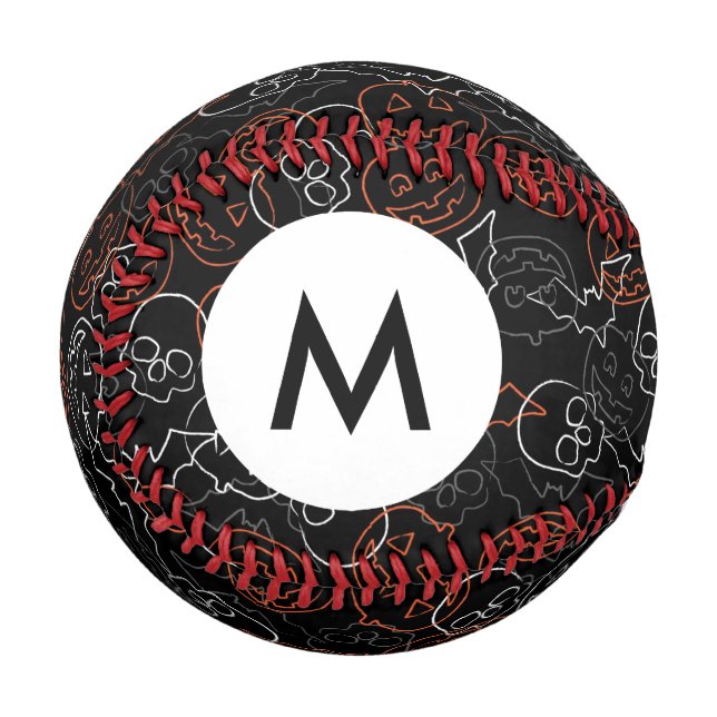 Monogram Halloween Pattern Baseball (Front Left)