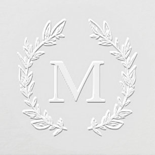Monogram Hand Drawn Wreath Personalized Initial Embosser