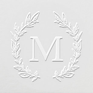 Monogram Hand Drawn Wreath Personalized Initial Embosser