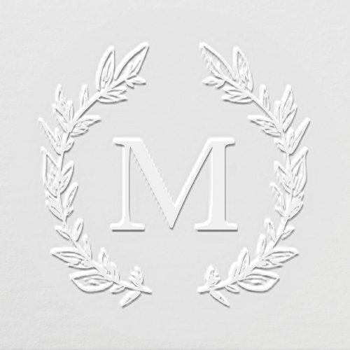 Monogram Hand Drawn Wreath Personalized Initial Embosser