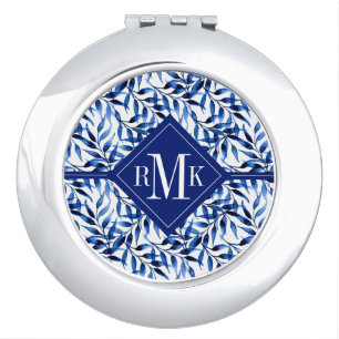 Monogram Hand Painted Watercolor Ink Pattern Compact Mirror